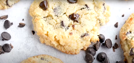 1 big Keto chocolate chip cookie with so many chocolate chips aside